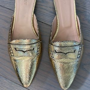 crackled gold loafer